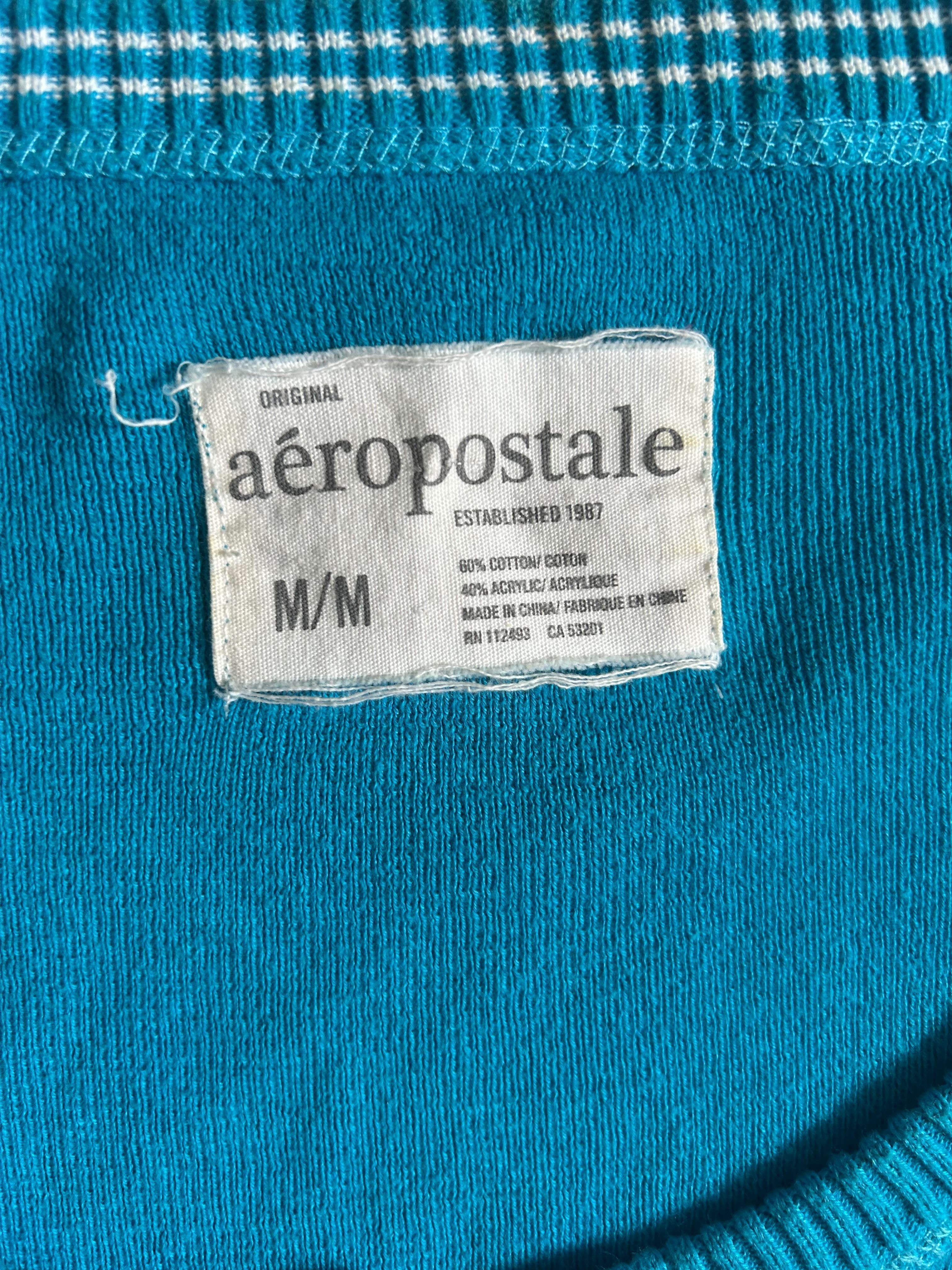 Aéropostale Teal Henley Sweater — Size M photo 2