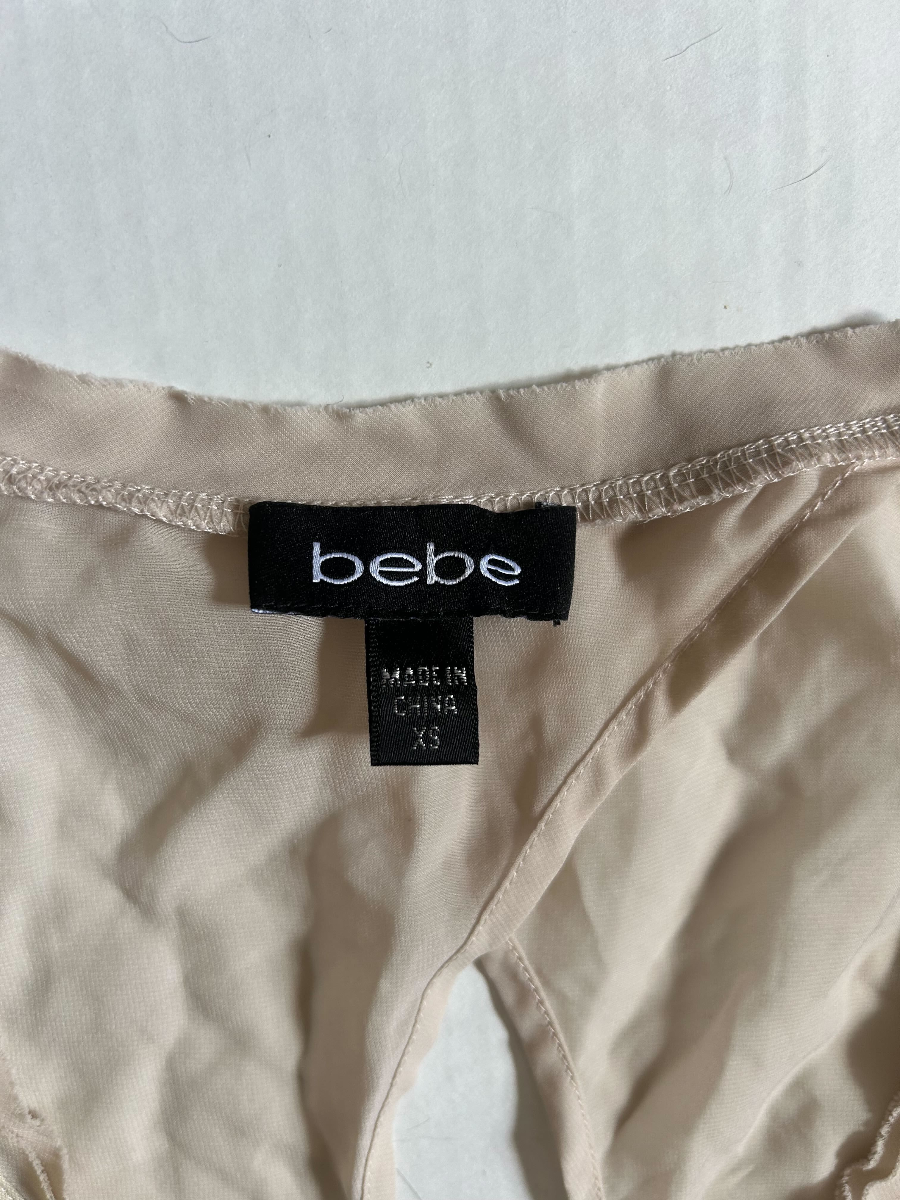 Bebe Striped Tank — Neon Yellow & Nude photo 2