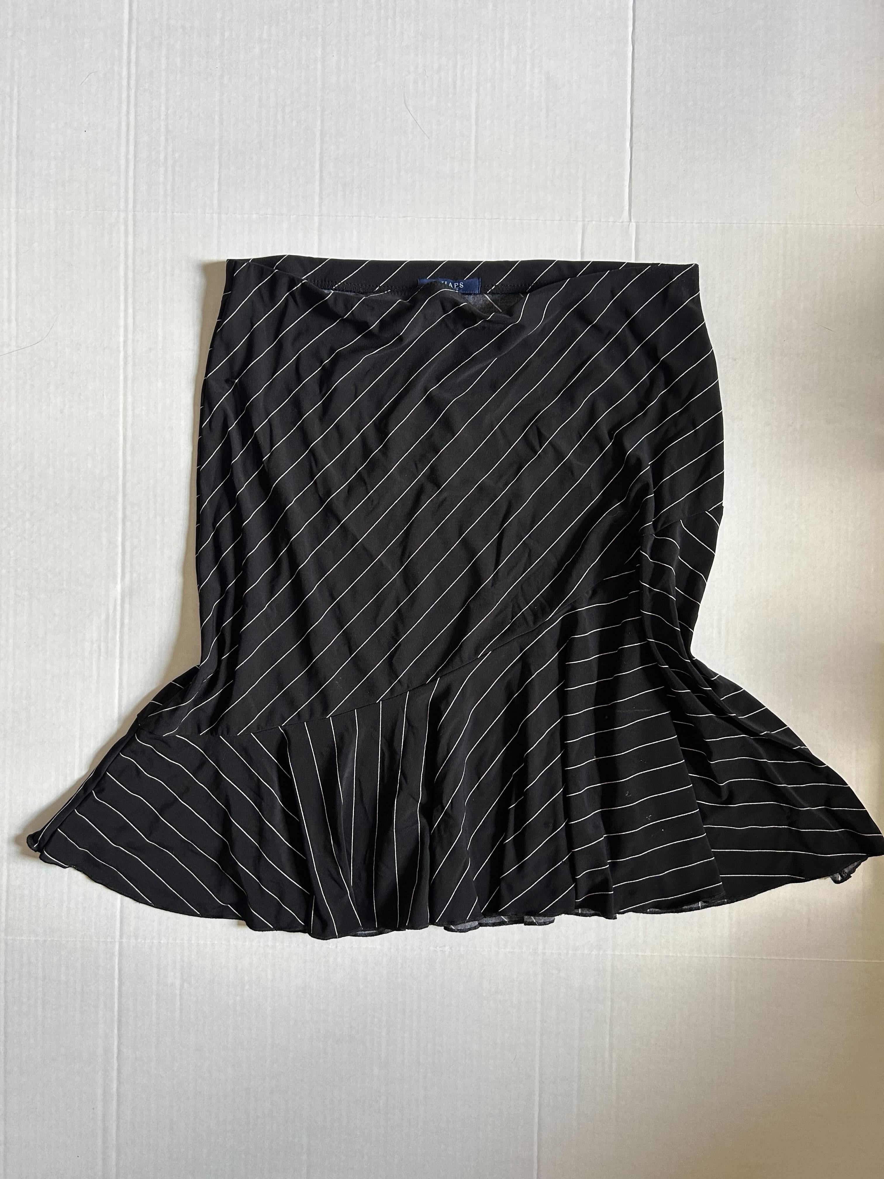 Chaps Pinstripe Asymmetric Top — Black