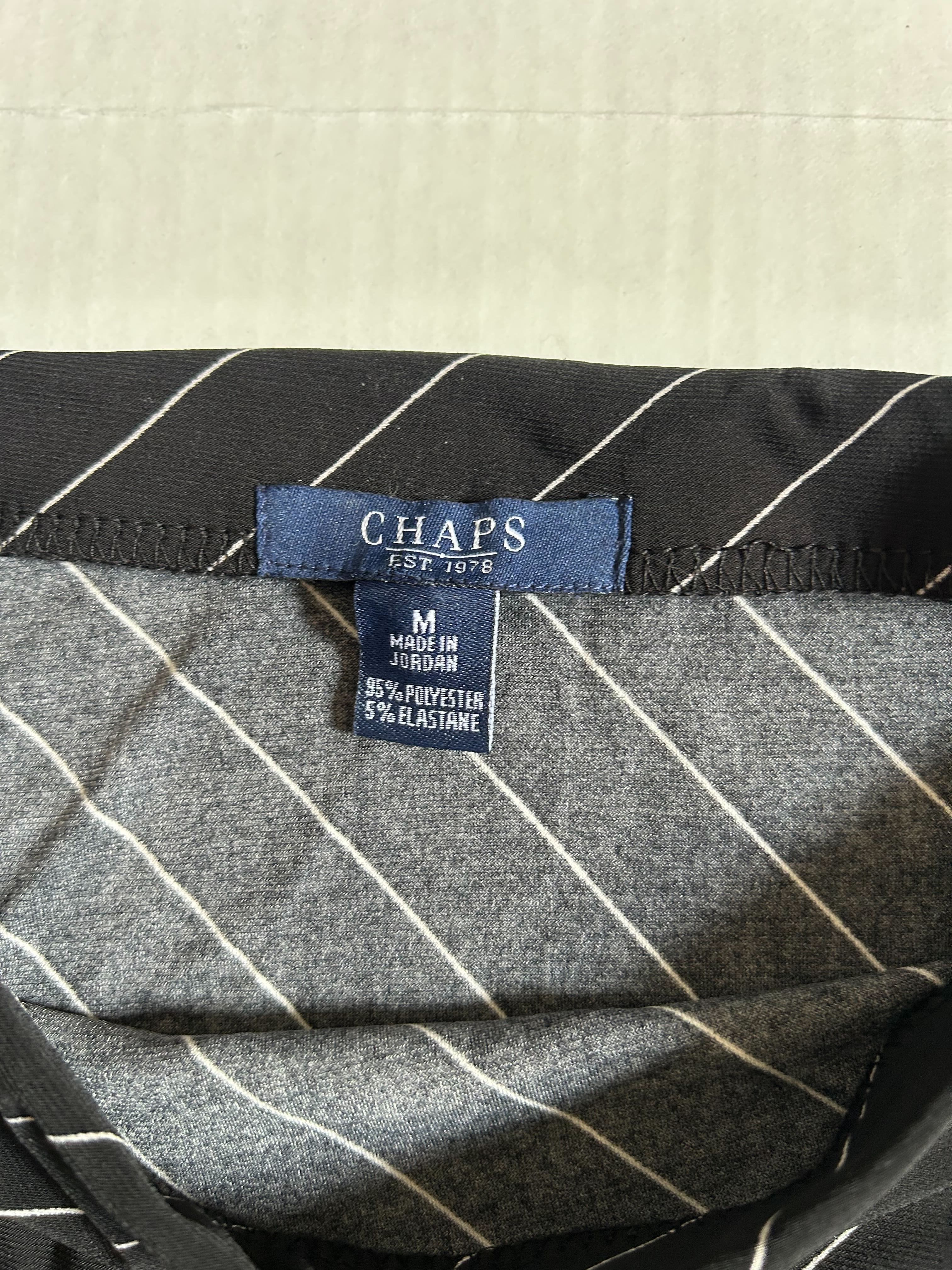 Chaps Pinstripe Asymmetric Top — Black photo 2