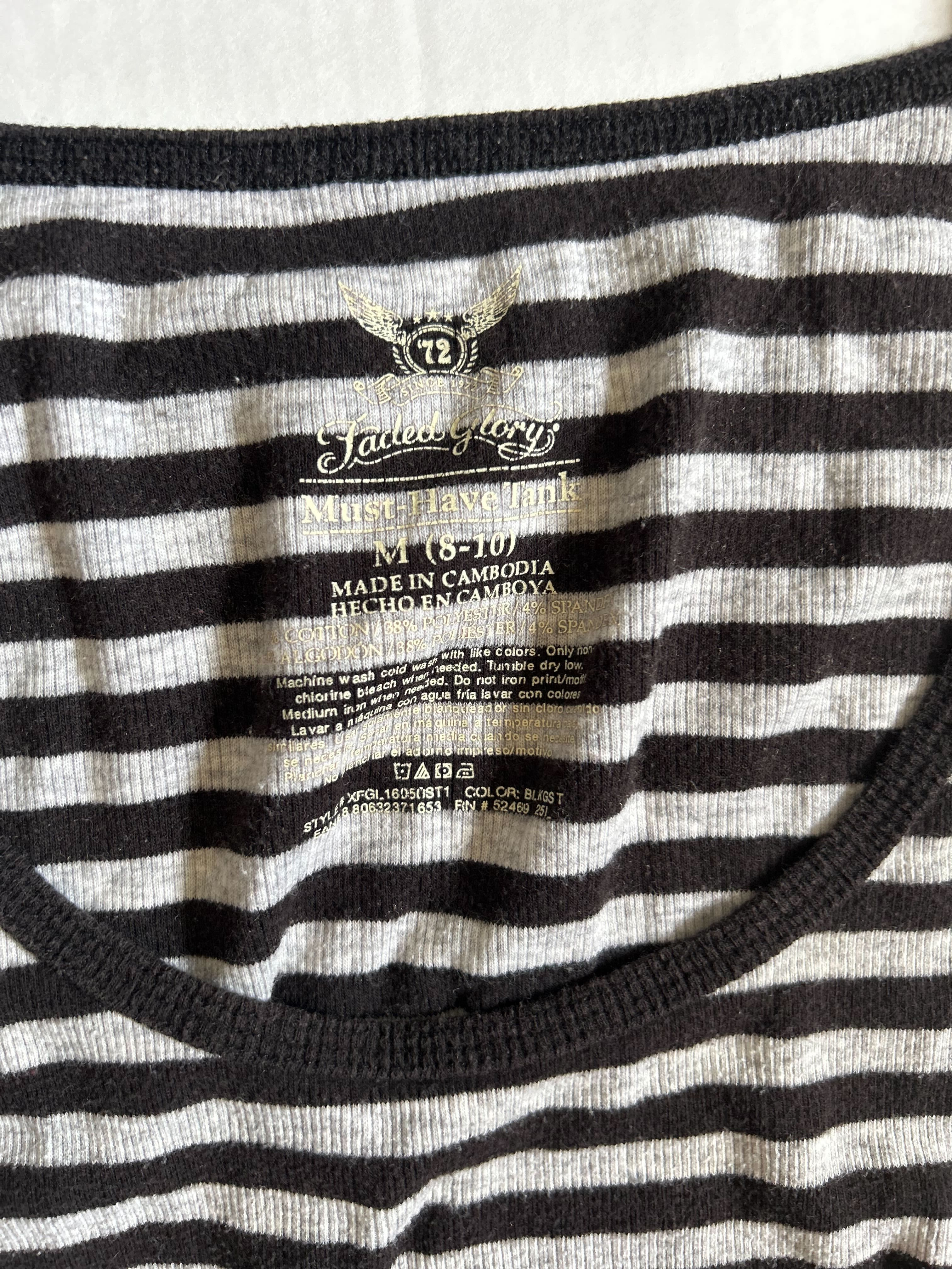 Faded Glory Stripe Ribbed Tank — Black & Grey photo 2