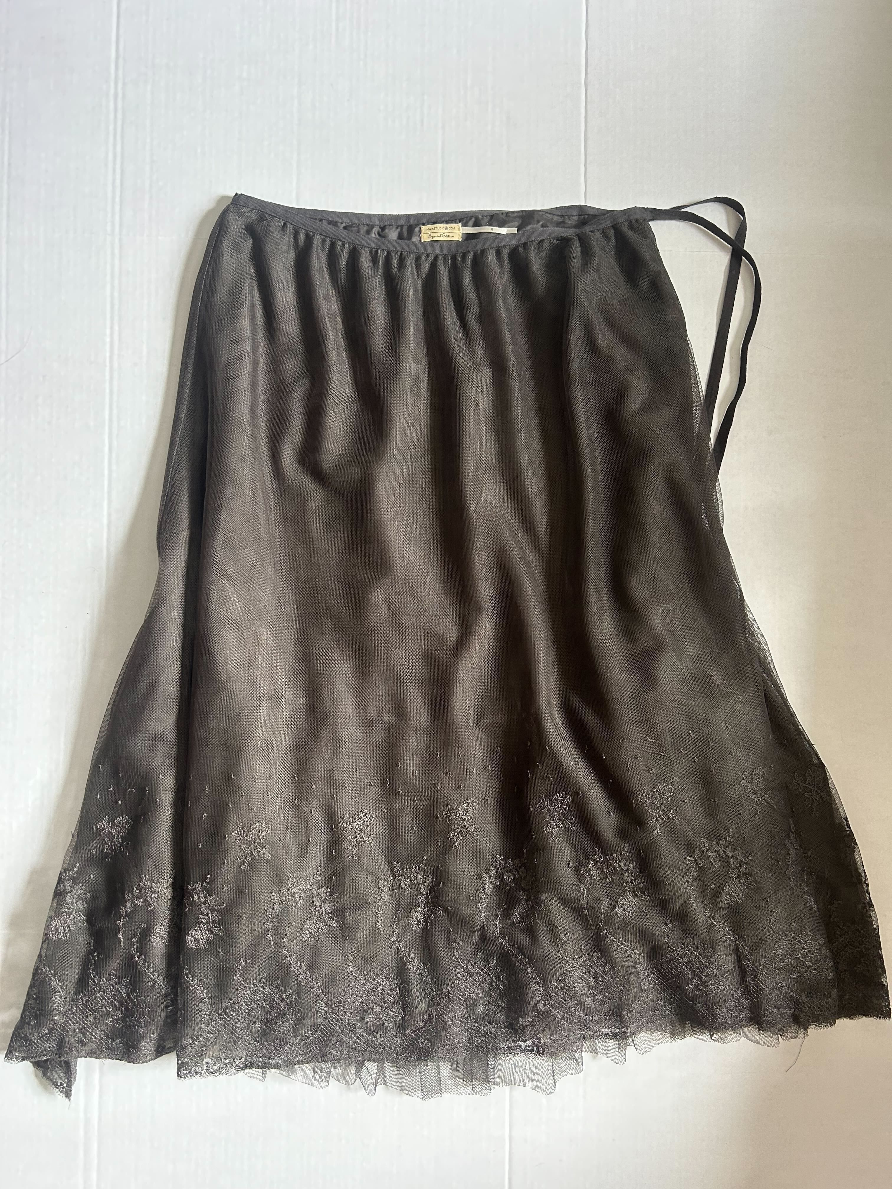 Max Studio Special Edition Mesh Skirt — Charcoal