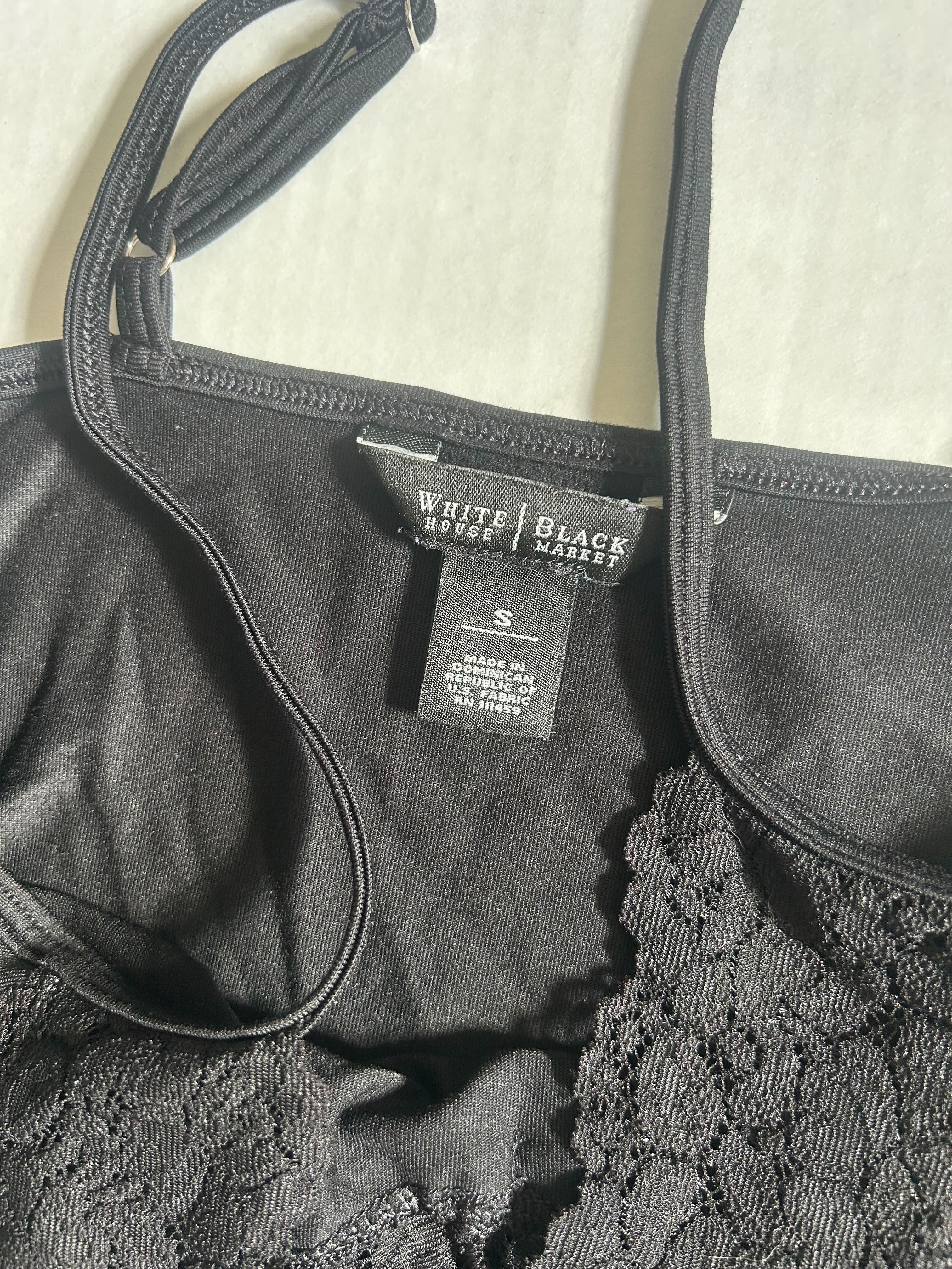 White House Black Market Lace-Trim Cami — Black photo 2