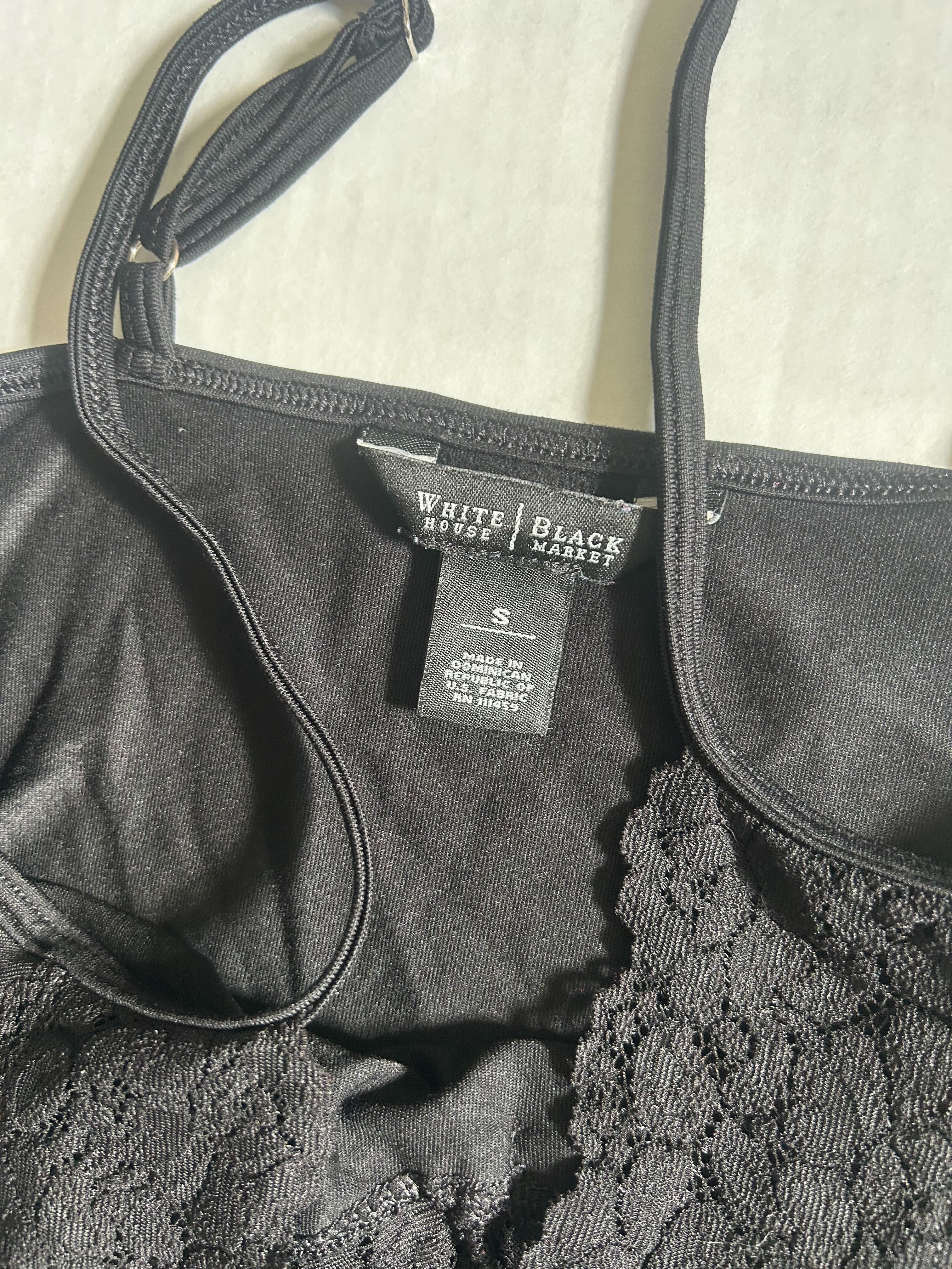 White House Black Market Lace-Trim Cami — Black photo 3